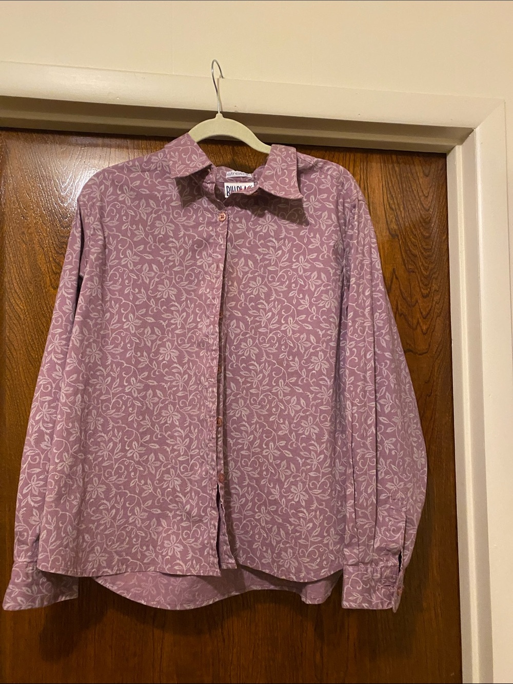 bill blass Mauve Pink Floral Long-Sleeve Button-Down Shirt